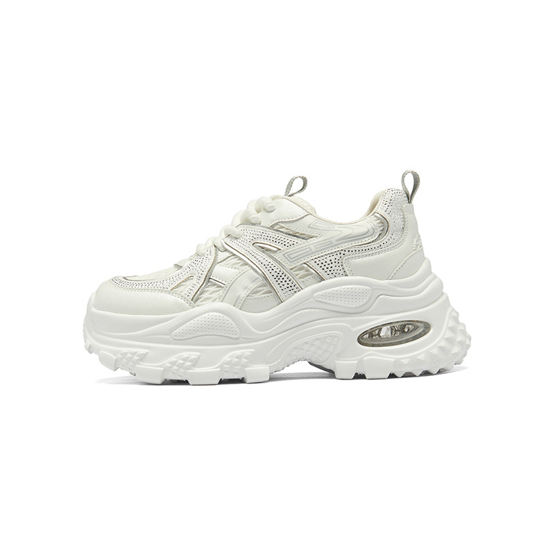 Augu Shi Deng zapatos de papá para mujeres 2025 nuevo otoño zapatos deportivos blancos de suela gruesa estudiantes zapatos casuales ligeros para correr