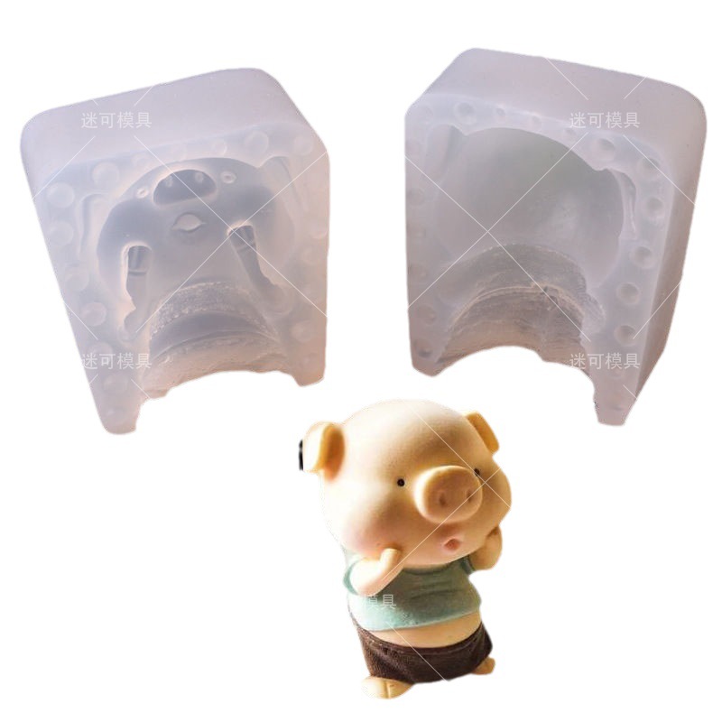 3D mousse molde de pastel de cerdo helado desdentado cerdo fondant molde de silicona olla caliente molde de base de aceite rojo