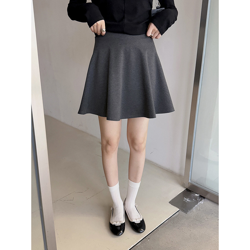 【缓存浪漫】歌铭高腰显瘦a字针织短裙女2025秋季新款半身裙N476C|undefined