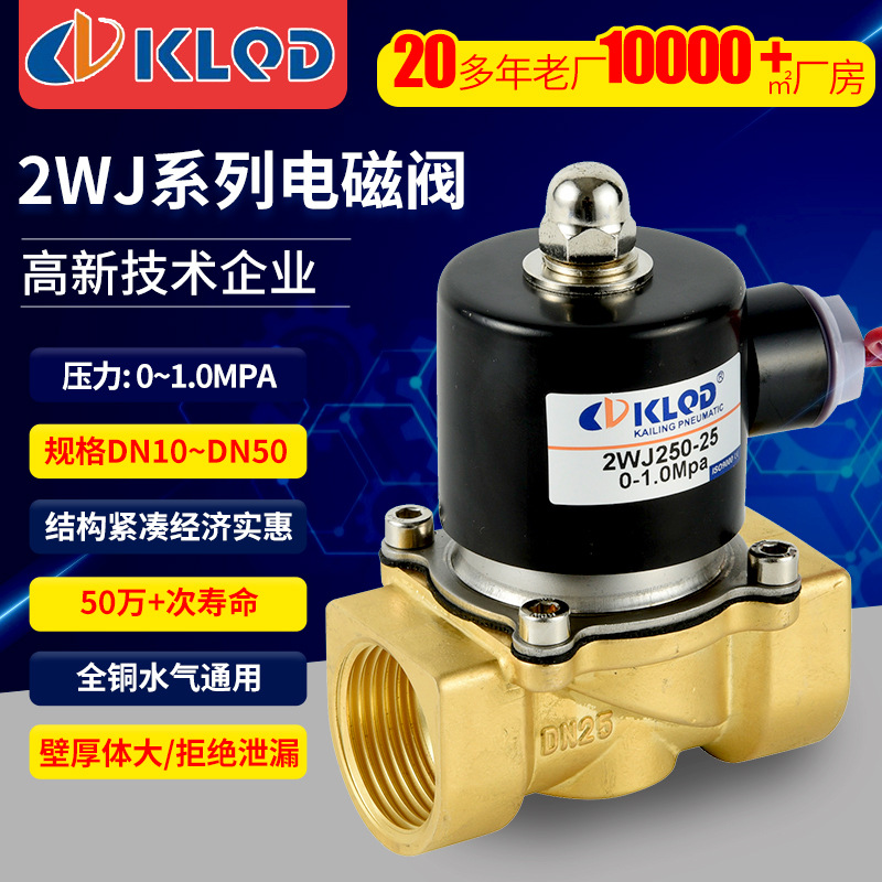 包邮2WJ电磁阀厂家批发脉冲地暖清洗机淋水黄铜水气用电磁阀气动