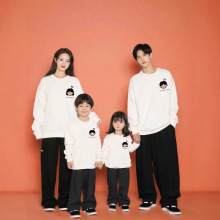 一件代发一家三口四口衣服母女款2025新款秋冬季卫衣长袖亲子装