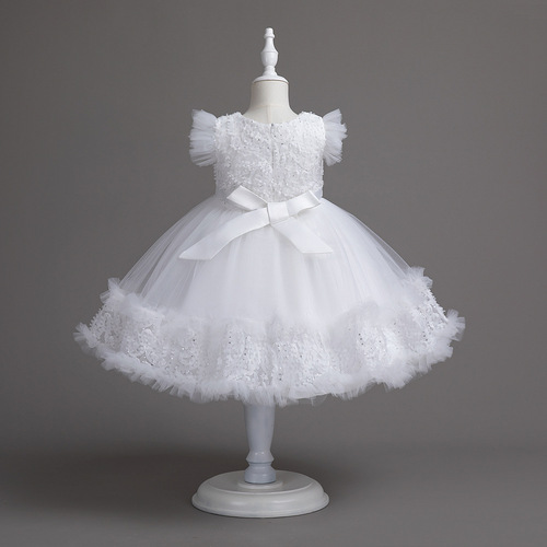 Girls' Mesh Skirt,  Princess Dress, Elegant Flower Girl Wedding & Children's Birthday Gown, Hostess Performance Formal Wear