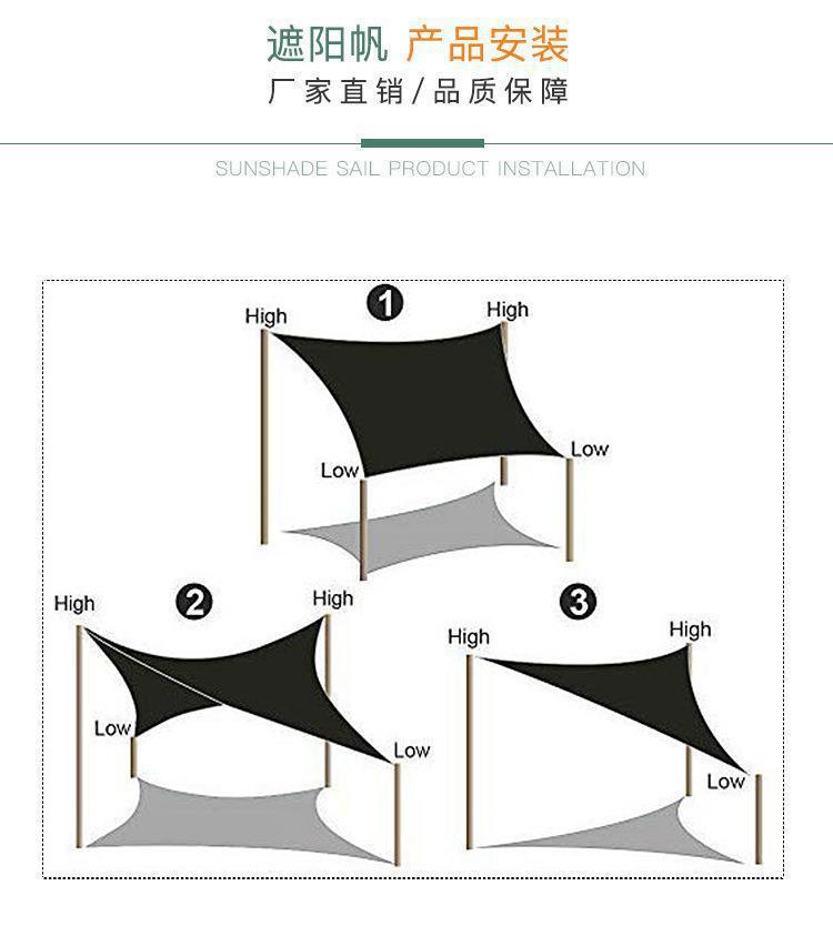 Foreign Trade Cross-Border Multi-Color Triangular Sunshade Sail with Installation Accessories, Uv Protection, 420D Oxford Cloth Waterproof Canopy