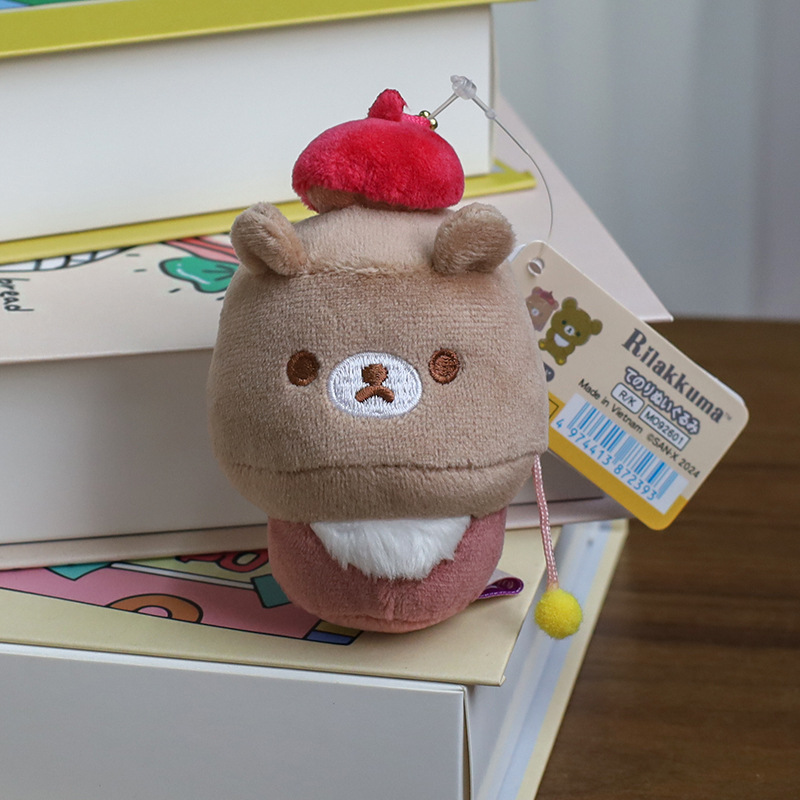 日系リラックマ20周年デパート店長ストラップ人形かわいい熊ミニぬいぐるみリュックサック飾り
