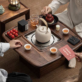 一品造物北美黑胡桃围炉煮茶炭炉炭桌烤火炉家用茶室碳炉中式茶桌