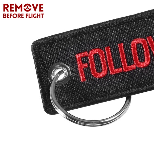 New Black Base Red Word FOLLOW YOUR DREAMS Embroidered Car Motorcycle Keychain