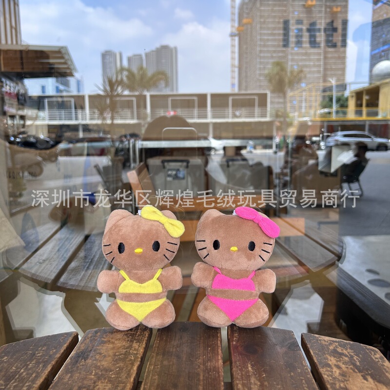 In-Stock Cute Summer Hawaiian Bikini Underwear Kt Cat Hello Kitty Plush Doll Bag Pendant Claw Machine
