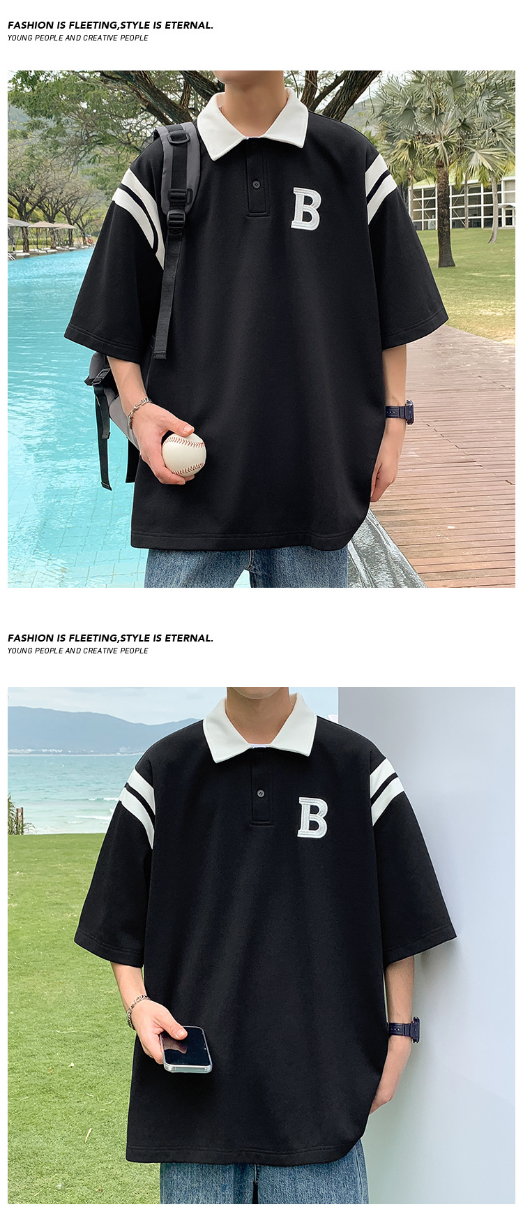 Men's Polo Shirt Short Sleeved Summer Colour Blocking College Style_voghion.com