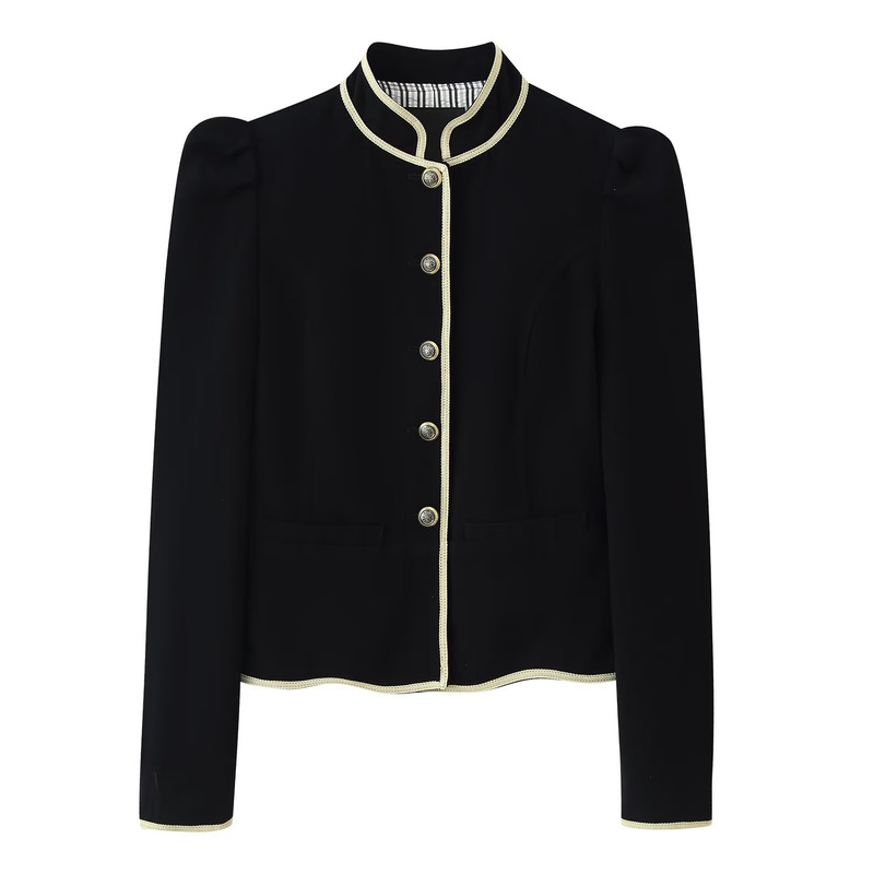 Shenzhen Nanyou 2026QJ high-end women's clothing, elegant, stylish, and professional, with contrasting trim, a lapel collar, single-breasted design, and long sleeves