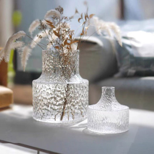 Finnish Glacier Vase Nordic Light Luxury Minimalist Transparent Glass Flower Water Cultivation Decorative Vase Dining Table Flower Arrangement Ornament