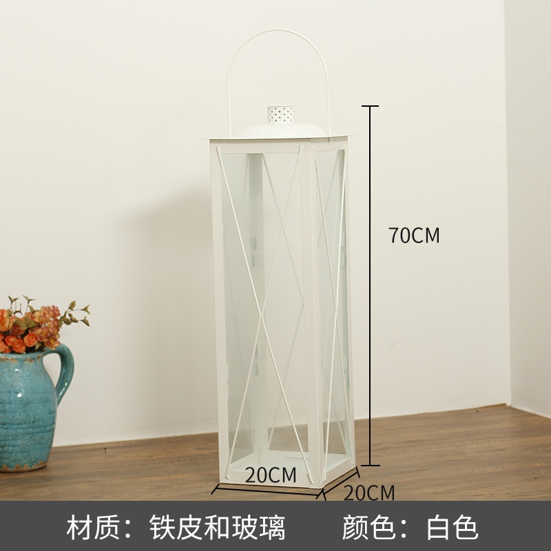 Blanco boda candelabro linterna boda carretera plomo accesorios atmósfera lámpara Marruecos viento lámpara decoración a prueba de viento vela pantalla