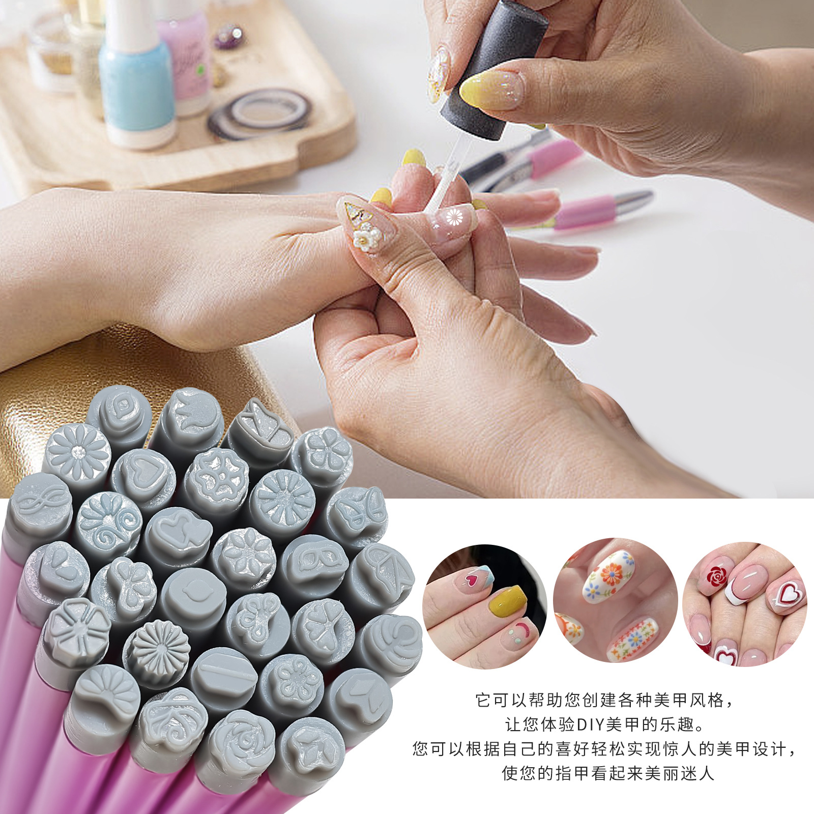 Uña transfronteriza de silicona imprenta de estilo de chicas DIY personalidad nail pointing floral herramienta de graffiti
