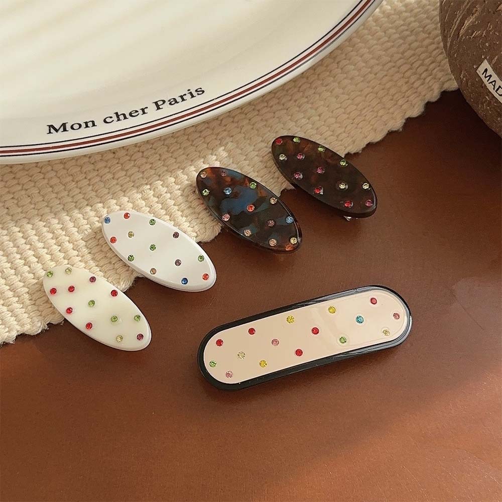 Coreano pequeño delicado dulce taladro geometría elíptica borde clip de cabello fruncado clip de resorte nuevo accesorio para el cabello para mujeres