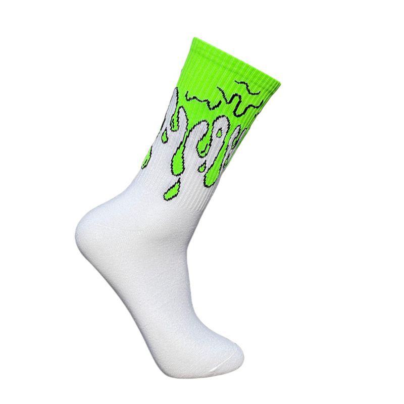 Bright Color Paint Graffiti Socks for Men and Women Mid-Tube Trendy European and American Street Harajuku Personalized Skateboard Preppy Style Long Cotton Socks