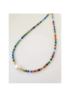 Necklace from pearl, beads, acrylic chain, copper ceramics