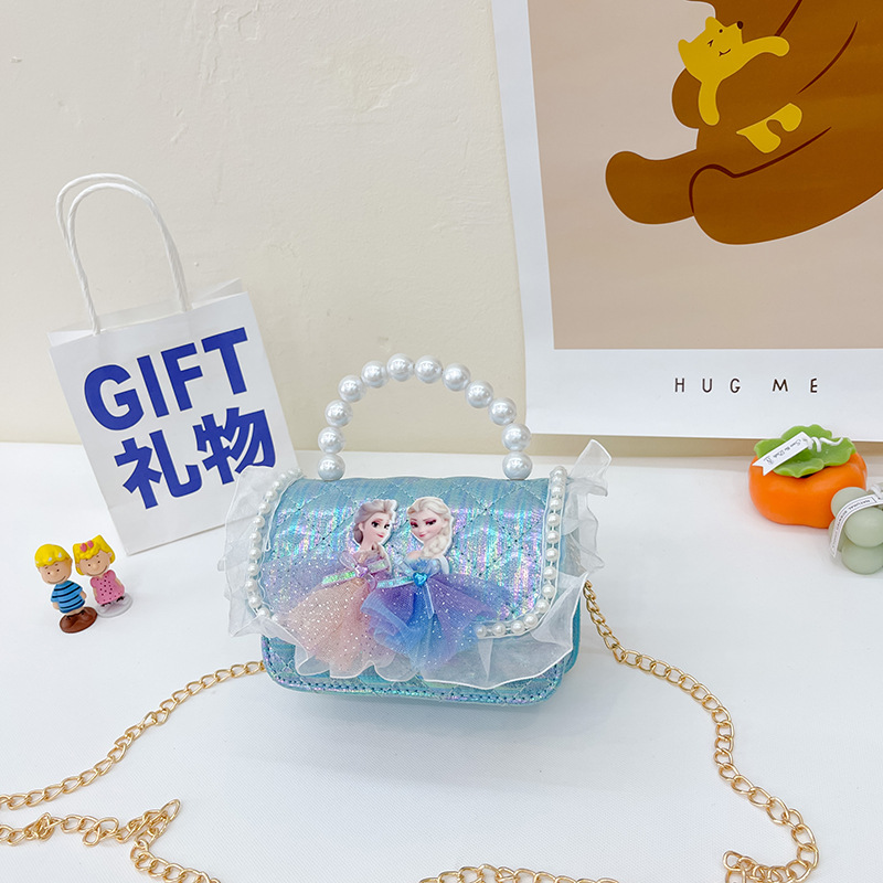 Bolso De La Perla de los niños del estilo coreano ins bolso de las muchachas de la moda de la historieta de los niños bolso de la cadena pequeña bolsita