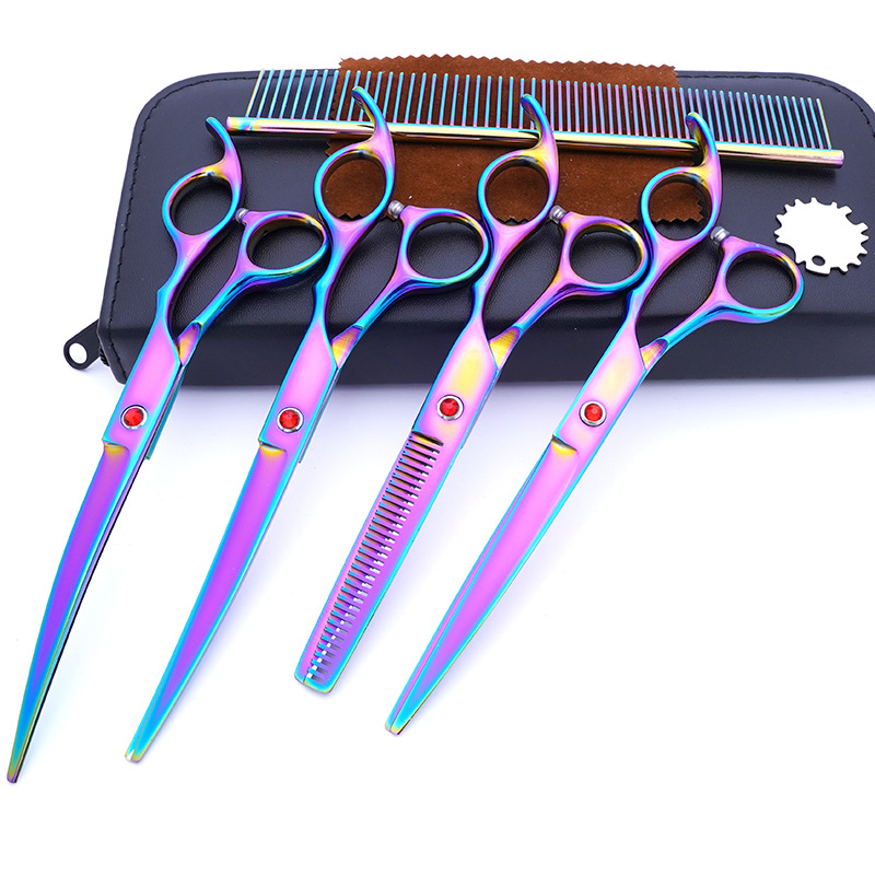 Tijeras para mascotas, tijeras de corte de pelo para perros, tijeras de dientes delgadas profesionales, tijeras de corte de pelo, tijeras de pelaje, juego de herramientas de limpieza
