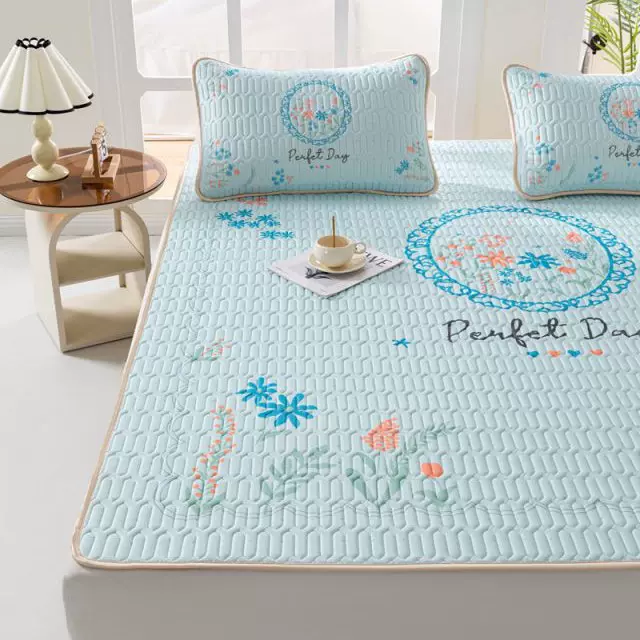 升级加厚乳胶凉席三件套夏季冰柔丝空调软席可折叠双人席凉感科技