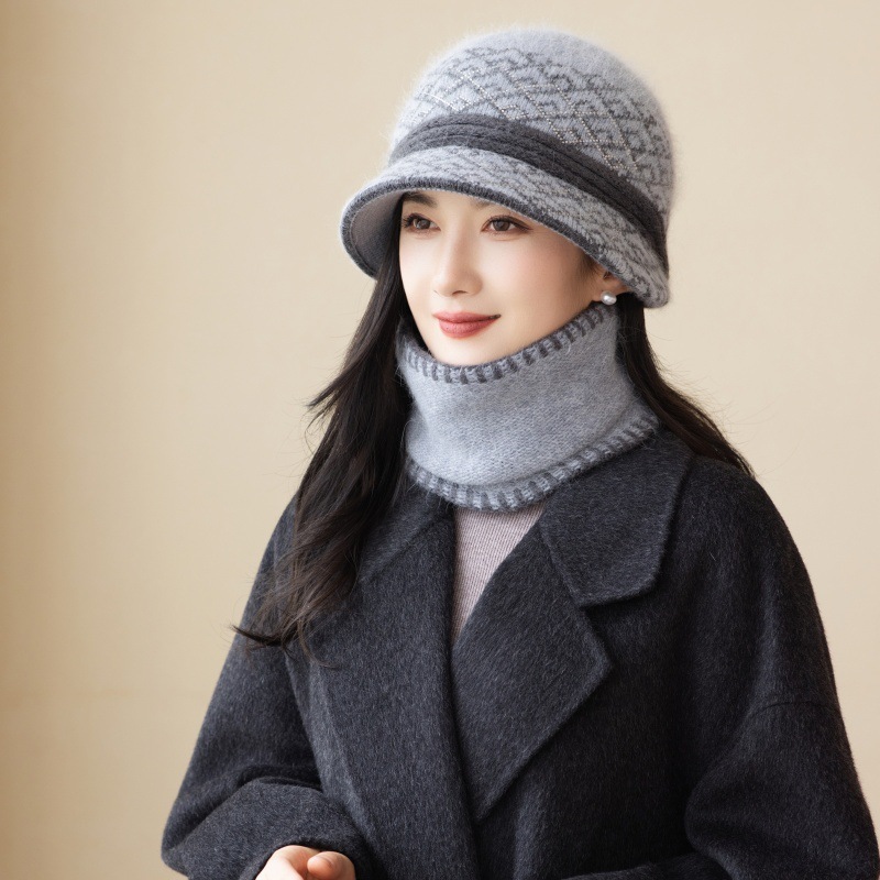 新款秋冬中老年女士时尚针织毛线帽户外百搭加绒优雅气质盆帽婆婆|undefined