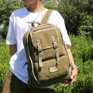 外贸帆布复古双肩背包欧美户外运动行李包新款男士大容量应急背包