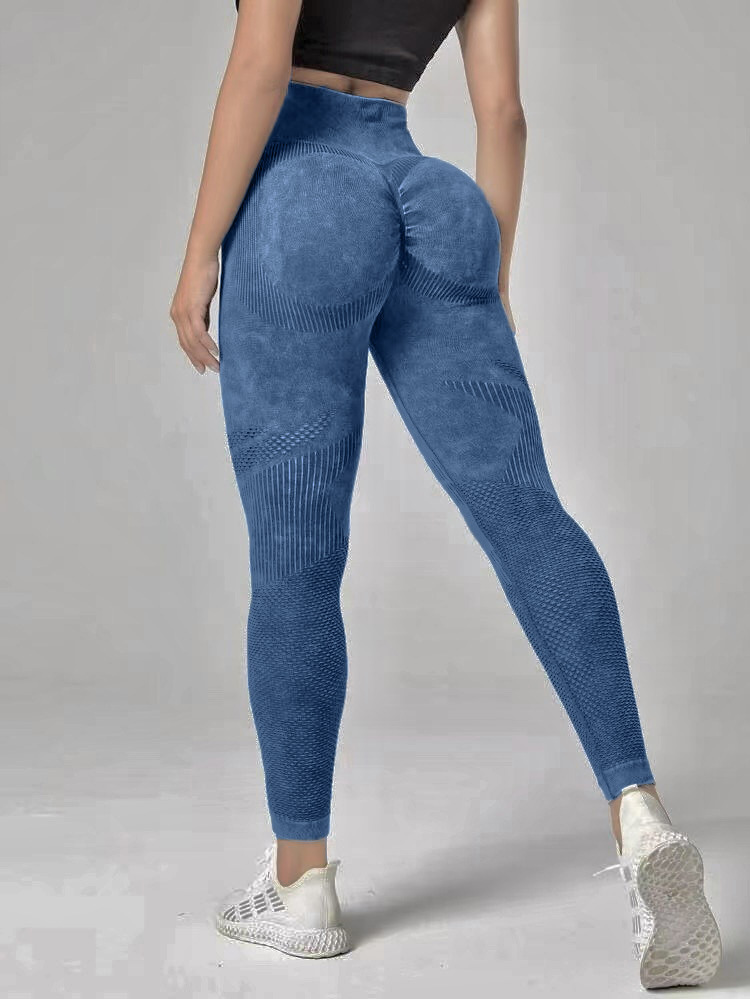 Hueco sin peldaño vestido de cintura alta mel桃 hips mujer lavado esmerizado pantalones deportivos ajustados nuevos pantalones de gimnasio de caderas