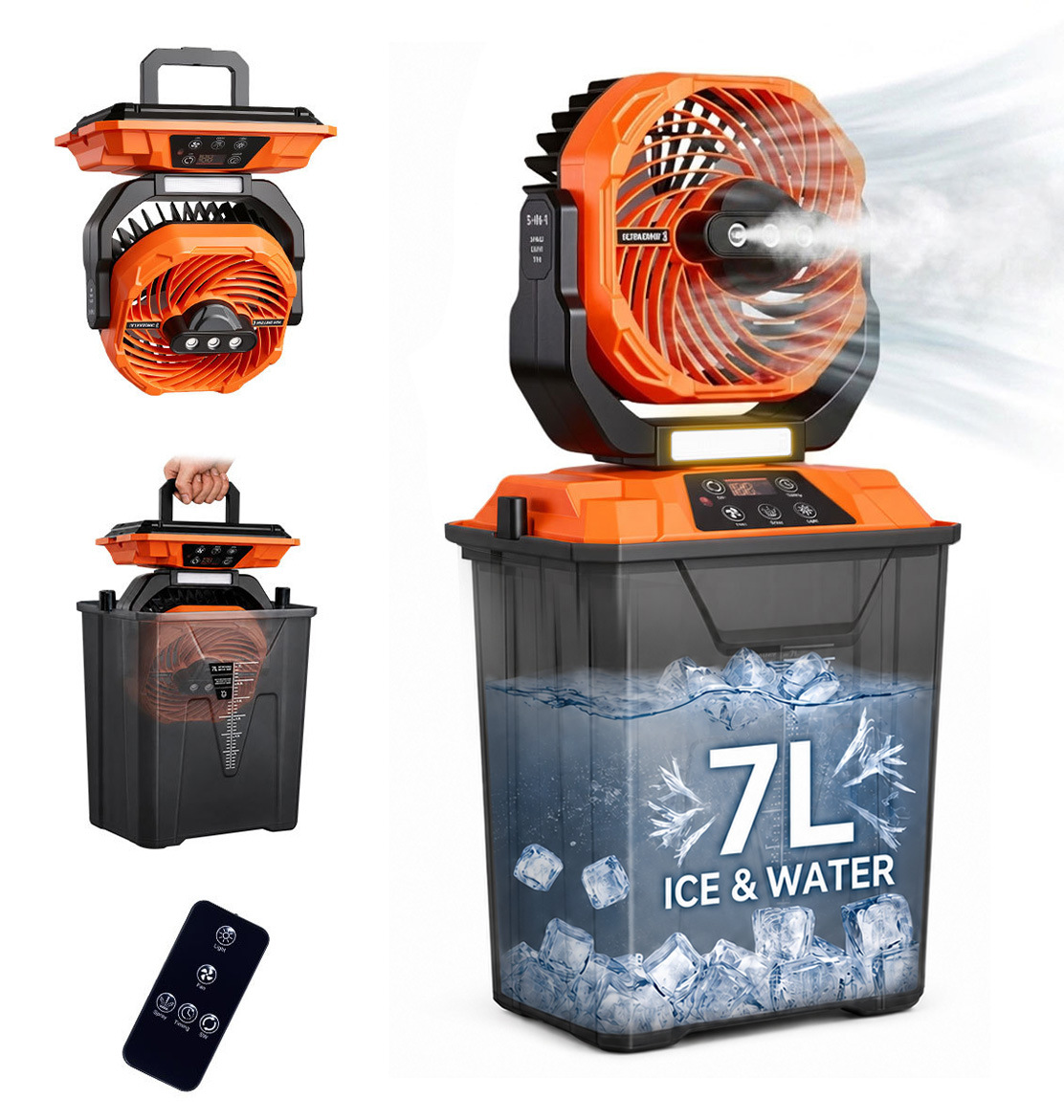 Ventilador de Camping con Vaporizador USB Recargable y Oscilante para Exteriores