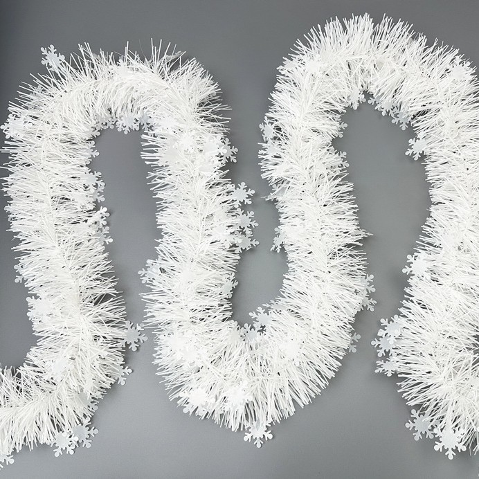 クロスボーダークリスマスデコレーションカラーストリップ白い雪の結晶 2m 暗号化された毛羽 9cm ラタン雰囲気アレンジメント|undefined