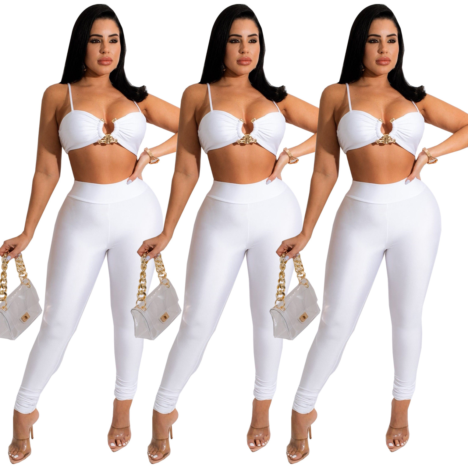 Women's Sexy Solid Color Polyester Backless Pants Sets display picture 2