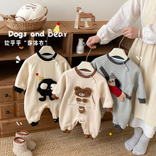 婴儿萌趣连体衣2025新款冬季宝宝洋气立体卡通加厚爬服新生儿衣服