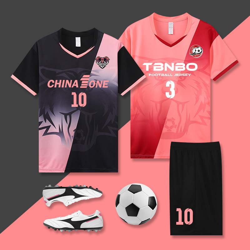 Football Jersey Custom Printed Short-Sleeved Training Uniform Set for Adults, Children and Primary School Students, Men's Team Game Jersey