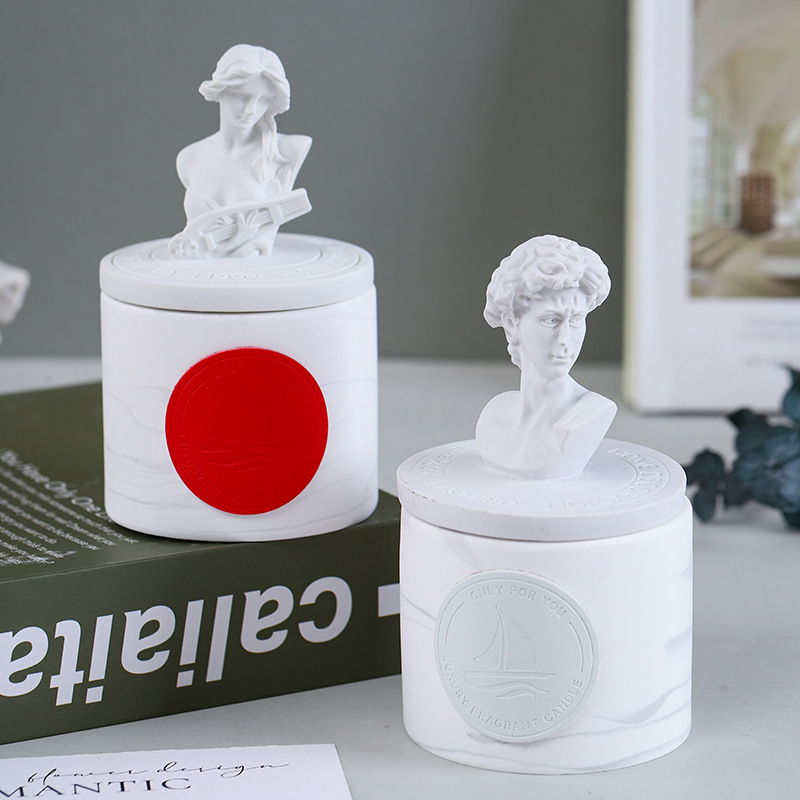 Statue Aromatherapy Candle, Plaster Essential Oil, Soy Wax Scented Candle, Gift Box, Decorative Ornament, Factory Wholesale