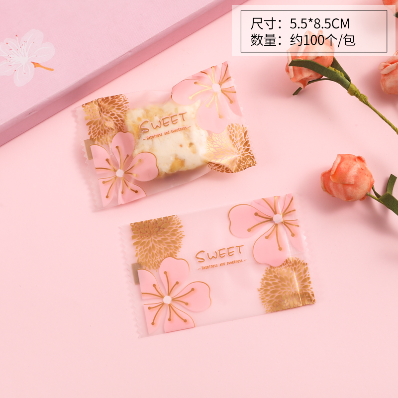 Bolsa de embalaje de cerezo, leche de fecha, bolsa de embalaje de nieve, botón de nougat encantador, galletas de vaca horneadas, bolsa de embalaje de pasteles de luna