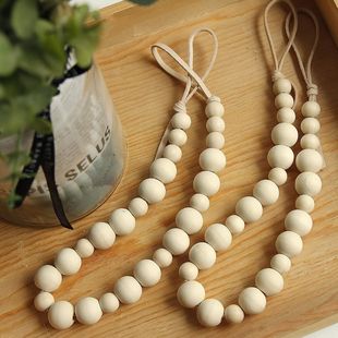 Wooden Beads, Leather Ropes, Hand-Woven Curtain Straps, Decorative Ornaments, Hotel and B&B Curtain Straps, Cross-Border Factory