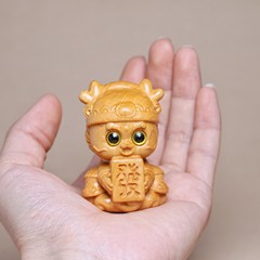 崖柏財神龍文玩手把件庫洛米卡通寵物玩具木頭雕刻件史迪仔小擺件