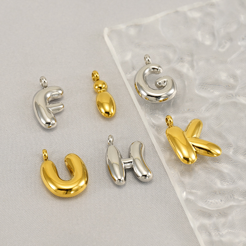 304 Stainless Steel Material 1 Piece 304 Stainless Steel Bubble Letter Pendant