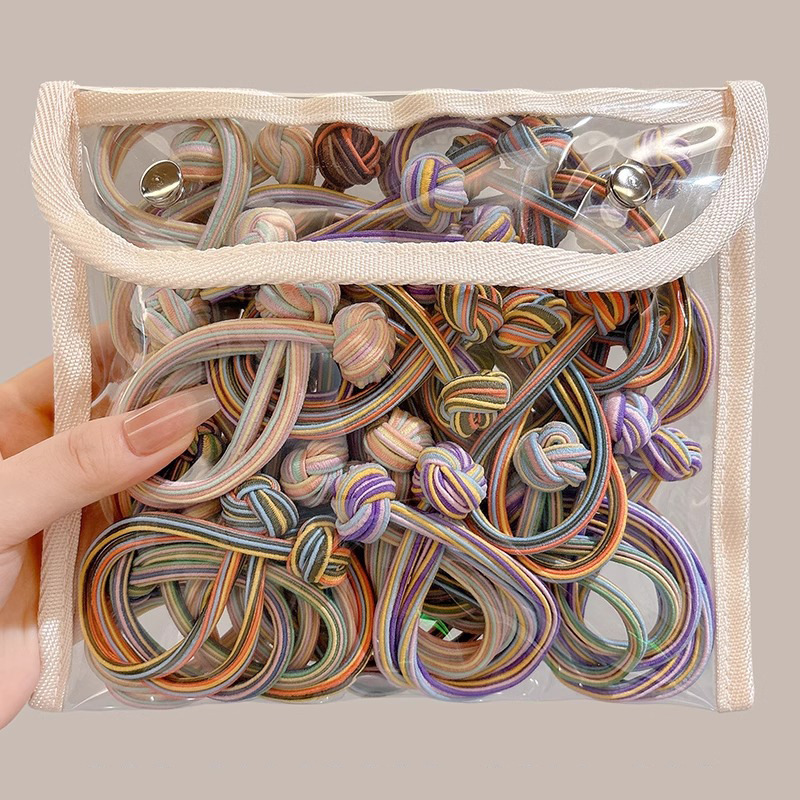 Cuerdas de cabello coloridas de doble cabeza de nudos chinos, banda de cabello de cola de caballo alta, banda de cabello de cabello gruesa, alta elasticidad, banda de goma para mujeres