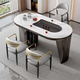 2024爆款意式极简轻奢岩板茶桌现代家用小户型阳台休闲茶桌椅组合