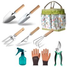 ✅园艺工具套装榉木柄不锈钢小铲子园林花园工具组套松土小铁铲套
