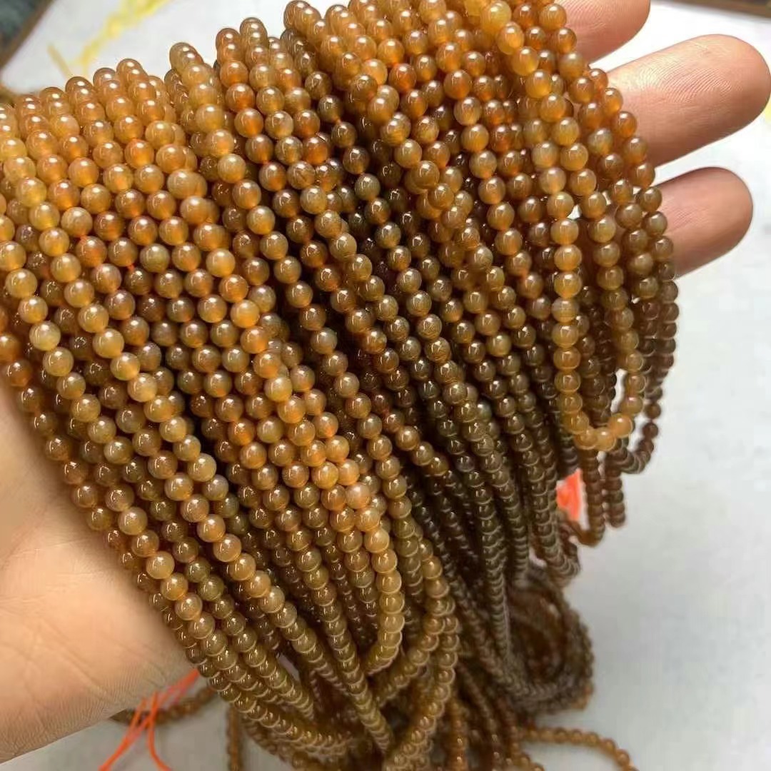 (2개) 천연 헤티 안 옥 설탕 소재 4MM 구슬 소재 덜 붉은 머리 검은 반점 유성 좋은 비용 효율적인 공장 도매