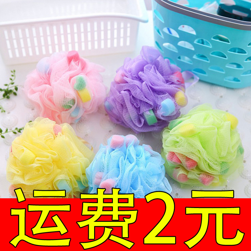 Bola de baño de color de esponja grande Bola de baño de flores de baño Bola de baño de espuma Red de burbujas de baño