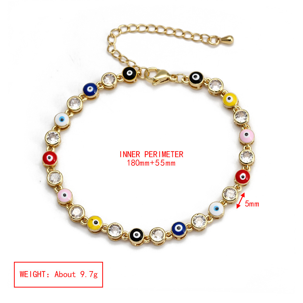Fashion Devilu0027S Eye Copper Enamel Inlay Zircon Bracelets 1 Piece