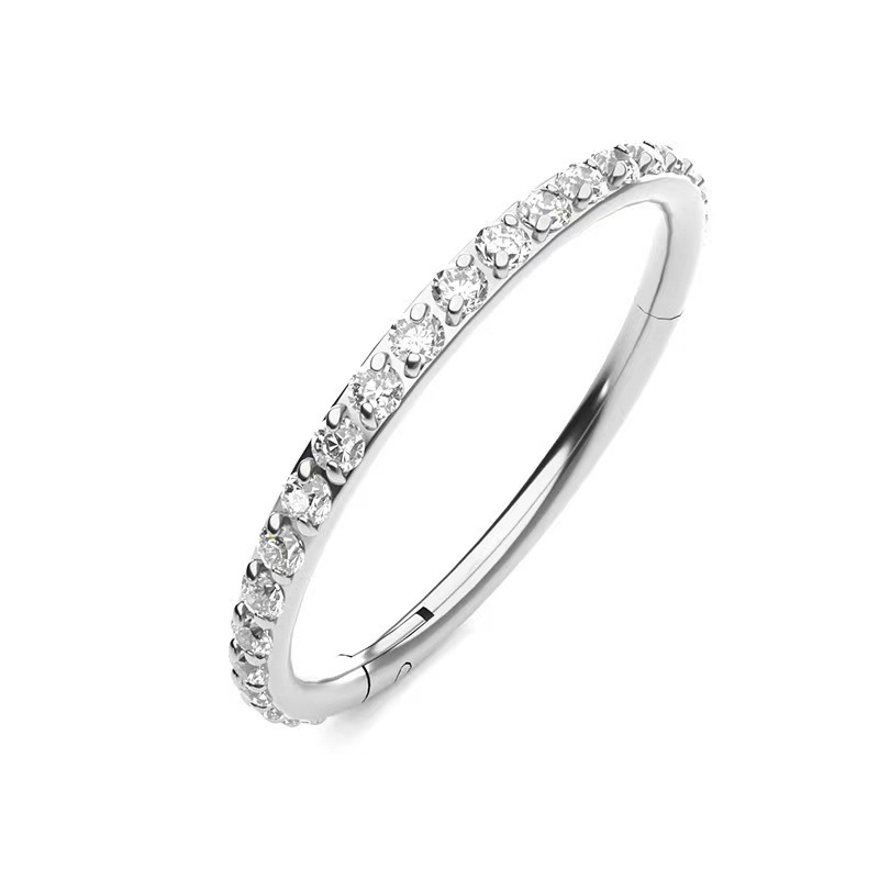 G23 Titanium Nose Ring Seamless Closed Ring CZ Micro-Inlaid Zircon Nose Stud Hoop for Women Men detail image 20