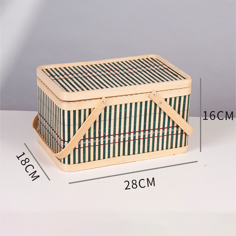 대나무 바구니 색상 사각형 바구니; 그림과 같이