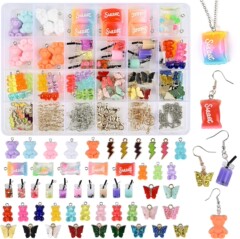 国境を越えた売れ筋樹脂ネックレスイヤリングアクセサリー diy 合金カラーアクセサリー漫画かわいい動物素材セットボックス