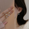 Blue cute earrings with bow, asymmetrical brand rabbit, 2021 collection, Japanese and Korean