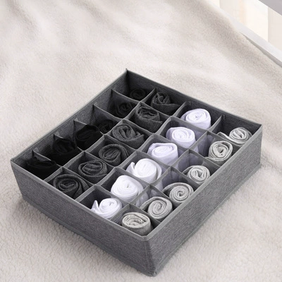 Foldable Sock & Underwear Organizer Box - Cloth Storage with Grid Compartments for Home Use