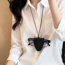 磁吸多功能皮革眼镜夹项链女便携挂脖卫衣链耳机墨镜收纳挂绳配饰