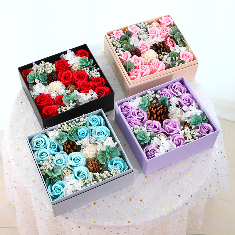 Regalo del Día de San Valentín para la novia esposa novias madre Navidad simulación jabón Rosa ola bola ramo