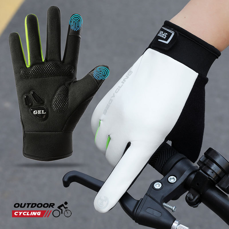Guantes cálidos de ciclismo Motos para hombres y mujeres Moda más terciopelo Deportes al aire libre Otoño e invierno Pantalla táctil antideslizante Guantes antideslizantes de ciclismo