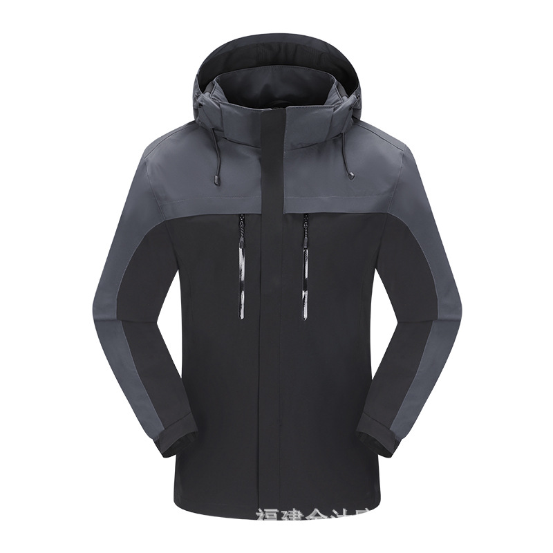 Primavera y otoño al aire libre una sola capa de vestir hombres y mujeres nuevo abrigo con capuz a prueba de viento impermeable ropa de montaña casual al por mayor